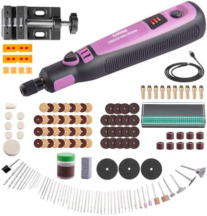 Cordless Resin Polishing Kit,Electric Resin Drill for Resin Casting Molds,Resin Tool with Mini Vice&143 Pcs Accessories,Resin Sander&Polishing Kit for Drilling,Carving,Polishing,Jewelry Making by HAWERSI