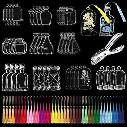 Tallew 81 Pcs DIY Dried Flower Bookmark Making Kit Include 40 Clear Transparent Bookmarks, 40 Colorful Tassels and Puncher, Handmade Craft Supplies for Women Girls Readers(Dreamy Style) by Tallew