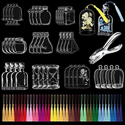 Tallew 81 Pcs DIY Dried Flower Bookmark Making Kit Include 40 Clear Transparent Bookmarks, 40 Colorful Tassels and Puncher, Handmade Craft Supplies for Women Girls Readers(Dreamy Style) by Tallew