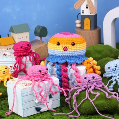KyeeaDIY Crochet Kit for Beginners, Crochet Starter Kits, Animal Knitting Crocheting Kits with Step-by-Step Video Tutorials, Complete Crochet Kit for Adults Decoration (Jellyfish) - Image 6