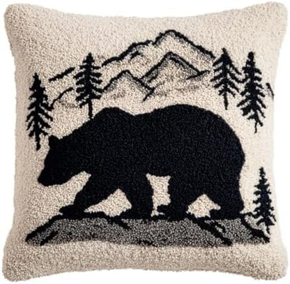 DIY Latch Hook Pillow Kit Black Bear and Mountains 43x43cm-2 by Unknown