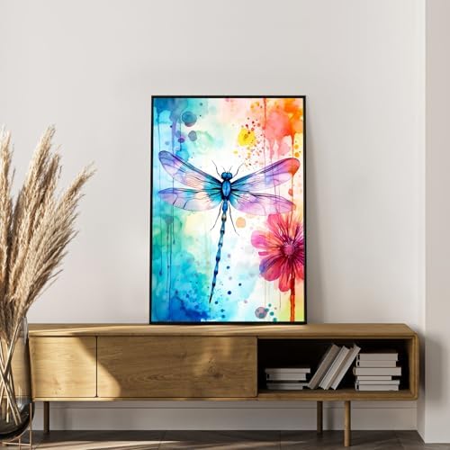 Framed Paint by Numbers Kit for Adults, Dragonfly & Flower Decor 8x12 Inch - Image 3