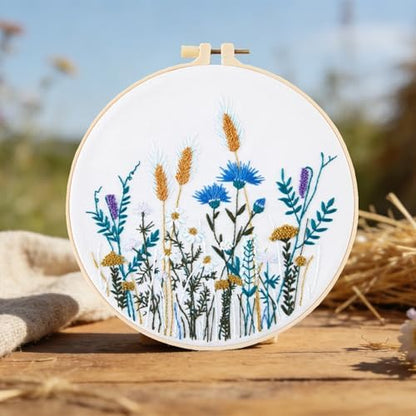 Crafmanoe Flower Embroidery Kits for Beginners Adults, Hand DIY Embroidery Starter Kits, Floral Stamped Cross Stitch Kits for Beginners Adults Craft Kits for Women, Embroidery Hoops, Fabric and Thread - Image 6