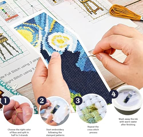 ORIGACH 6 Set Black Cat & Starry Night Cross Stitch Bookmark Kit - Image 4