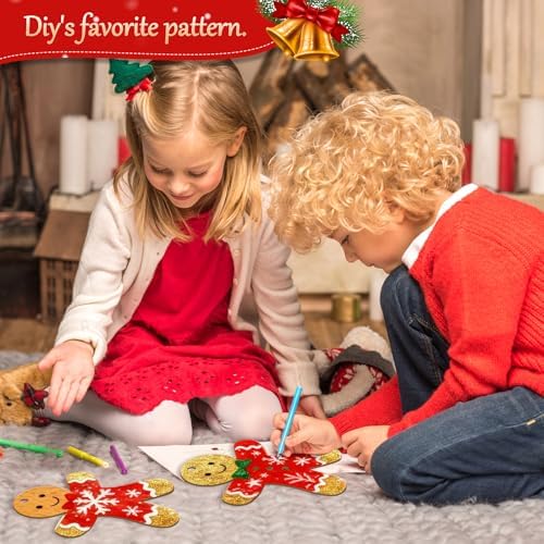 Large Size 7 inch Wooden Christmas Gingerbread Man Ornaments to Paint 10PCS, DIY Blank Cutouts Unfinished Wood Ornament for Home Crafts Hanging Christmas Decorations Winter - Image 5
