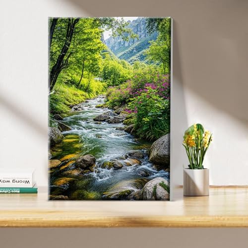 JOOZ Landscape Paint by Numbers Kit for Adults with Frame Mountain Paint by Number with Easel Forest Oil Painting Kits for Home Wall Decor 8 x 12 Inch - Image 4