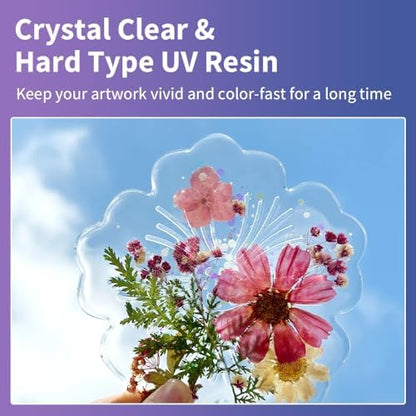 Honcaring UV Resin 500g, Clear Beginner-Friendly Kit with Silicone Tools, Upgraded Formula & Crystal Clear for Jewlery Making, Craft, 250g*2 Resin UV Kit for Earring, Pendant, DIY - Image 5