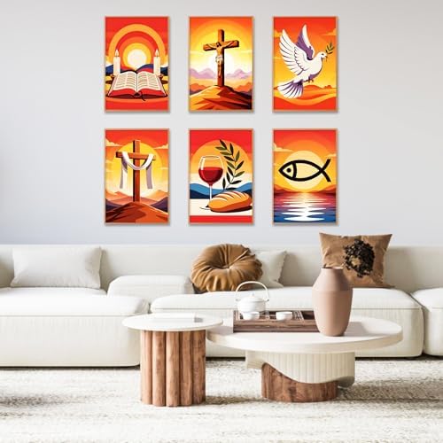 6 Pack Paint by Numbers Kit for Adults, Christian Painting, 8x12 Inch - Image 6