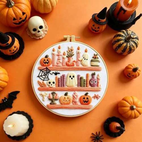 RUIQLXHANG Halloween Ghost Reading Embroidery Kit for Beginners - Image 6