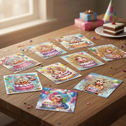 jinglinhh 12pcs Diamond Art Painting Birthday Cake Balloons Woman Greeting Cards with Envelopes, DIY Card Making Kits for Adults, Diamond Art Christmas Cards for Holiday Gifts - Image 6