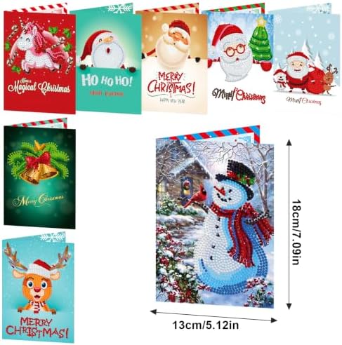 8PCS Christmas DIY Greeting Card Kits with Envelopes Diamond Art Greeting Cards Diamond Art Cards Kits for Adults DIY Crafts Family Friend Gifts - Image 5