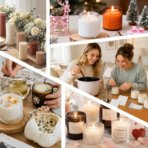 AOTOIE Candle Making Kit with Wax Melter, Soy Wax for Candle Making, DIY Candle Making Supplies, Starter Candle Kit for Women Adult Beginner, Included 1.1IB Natural Soy Wax with Wicks - Image 7