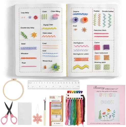 Bonroy Beginner Embroidery Stitch Book,34 Essential Stitches by Bonroy