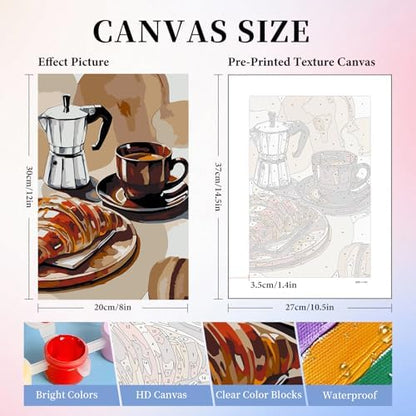 Camocin 6 Pack Paint by Numbers Kit for Adults, Coffee Canvas Painting Set - Image 3