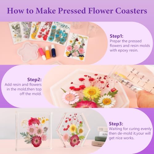 428 Pcs Dried Pressed Flowers for Resin,Real Nature Dried Flowers for Craft - Image 6