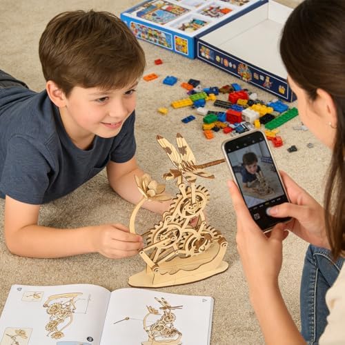 Aida & Hani Wooden Dragonfly Toys 3D Puzzle Toy Creative DIY Assembly Mechanical Wood with Mortise and Tenon Structure Jigsaw Toy Ornament - Image 6