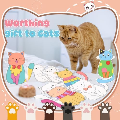 48 Pcs Cat Coloring Craft Color Your Own Paper Cat Paper Crafts Cute Kitten Drawing DIY Arts Summer Birthday Holiday Mother Teacher's Day Gift for Adult Painting Activities Favors Decors - Image 2