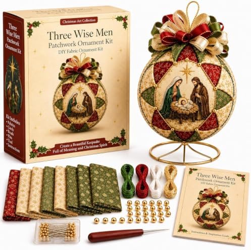 Christmas Nativity Patchwork Ornament DIY Kit, Handmade Quilted Fabric by Unknown