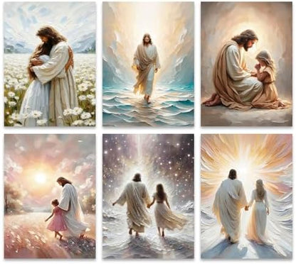 6 Pack Jesus Paint by Numbers Kit for Adults Framed Canvas, Frameworkless by FairylandJinWenn