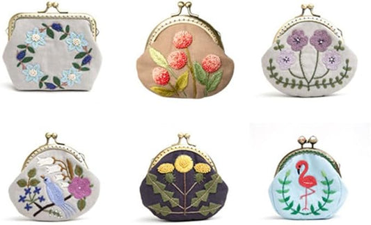 EXCEART 1 Set Embroidery Purse Material Kit Coin Purse for Women Kisslock Embroidery DIY Bags Purse Coin Purses Embroidery Kit for Beginners European Style Crafting Supplies Miss