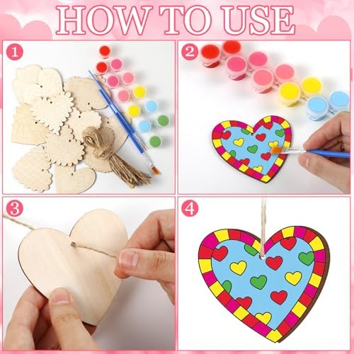 JellyArch 36 Pcs Valentine's Day Crafts, Wooden Heart Cutouts, Unfinished DIY Craft Ornaments for Adults, Paintable Wooden Shapes for Home Decor, Party Decorations, Valentine's Day Gift Ideas - Image 5