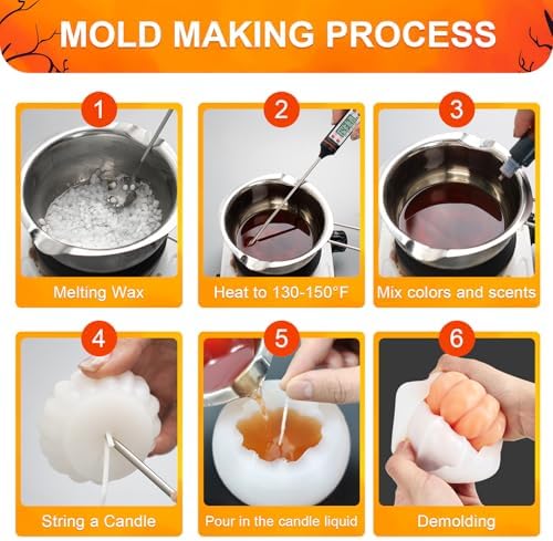 MGLIFEUL 6 pcs Large Halloween Pumpkin Maple Leaf Silicone Candle Mold - Image 5