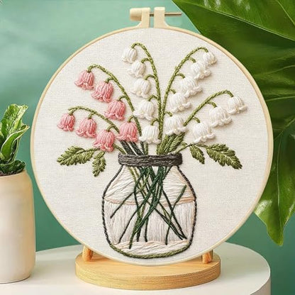 FRANDEK DIY Lily of the Valley Stamped Embroidery Kit with Hoop for Adults - Image 7