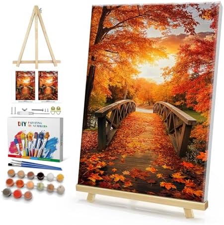 HeeBenor Framed Paint by Numbers Kit for Adults Fall Paint by Number by HeeBenor
