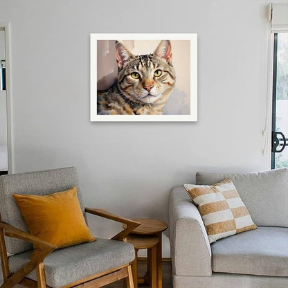 TAOPAOLAB Pet Art Paint by Numbers Kit for Adults - DIY Watercolor Tabby Cat with Yellow Eyes Painting on Canvas 16x20 Inches, Acrylic Paint Set, Suitable for Beginners, Art for Home Decoration/Gifts - Image 4