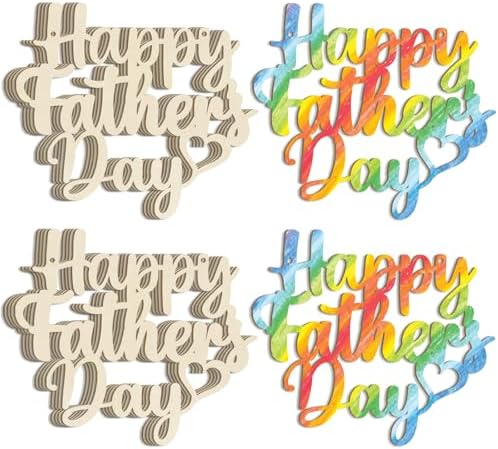 Wooden Fathers Day Crafts for Kids DAD Letter Ornaments to Paint 7 Inch, Large Size Father's Day Wooden Daddy Cutout DIY Blank Unfinished Wood Father's Gifts Ornament for Crafts Hanging Decorations by Sophena
