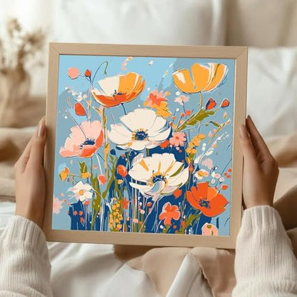 ICYANART Paint by Numbers for Adults Framed, Flowers Number Painting 8x8In - Image 6