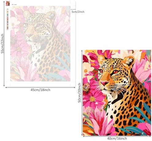 Lxmsja Leopard Paint by Numbers Kit for Adults, Pink Floral Acrylic Paint by Numbers for Adults Beginner, DIY Craft Supplies Oil Painting Kits for Home Wall Decor 16x20 inch (No Frame) - Image 6