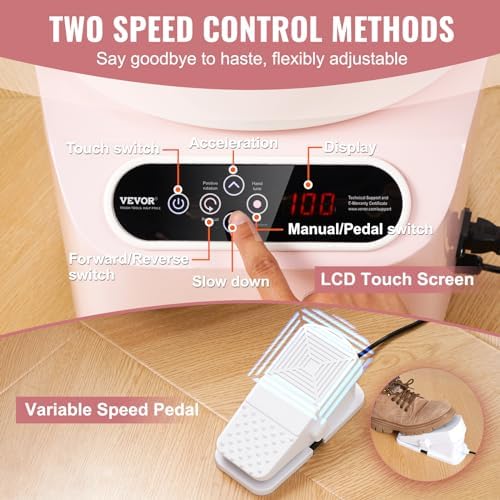 VEVOR 25CM Pottery Wheel for Adults Beginners, Direct Drive Ceramic Pottery Wheel with LCD Touch Screen Foot Pedal 50-300RPM Adjustable Speed, 350W Electric Wheel for Pottery Art Craft DIY, Pink - Image 4