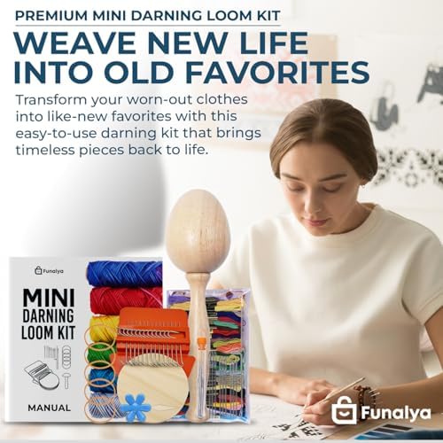 Funalya Complete Darning Loom Kit, Egg,14 Hook Darning Loom, 50 Threads, Guide - Image 2