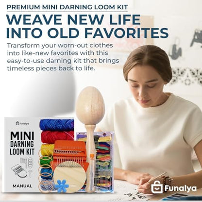 Funalya Complete Darning Loom Kit, Egg,14 Hook Darning Loom, 50 Threads, Guide - Image 2