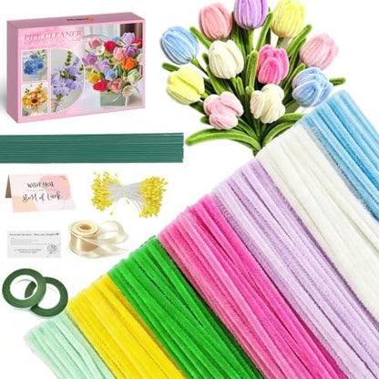 AHAMETON 720Pcs Multi-Color Pipe Cleaners Flower Kit,Chenille Stems Craft by AHAMETON