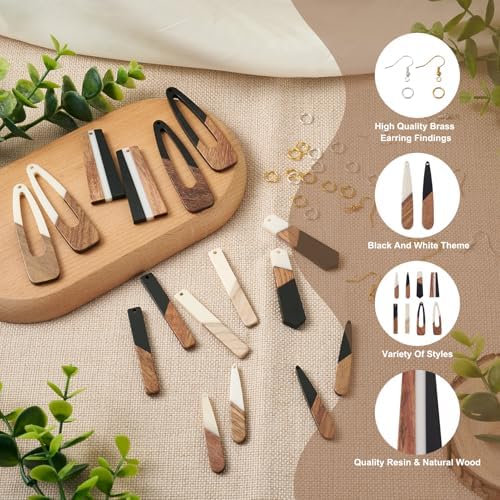Elecrelive 16Pairs Teardrop Wooden Pendant Arrow Dangle Earring Making Kit - Image 2