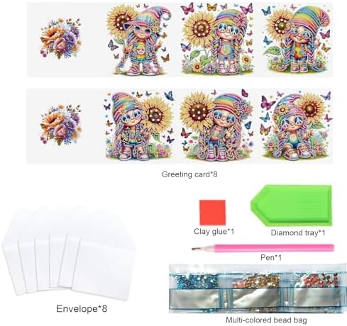 TDFERAN 6-Pack DIY Rainbow Sunflower Diamond Art Cards Valentines Day Craft Making Kit Diamond Art with Envelopes Diamond for Birthday Thanksgiving Day All Occasion Card - Image 4