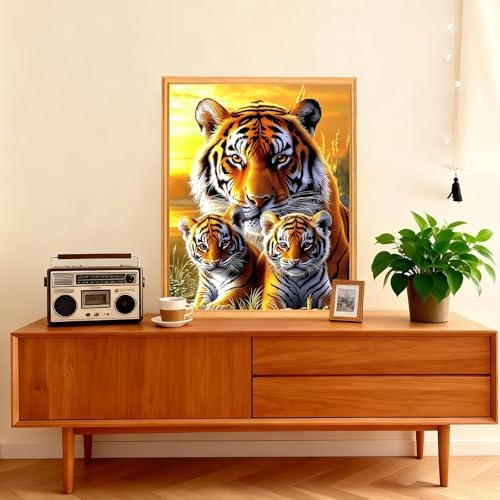 AIRDEA Tigers Paint by Numbers for Adults Beginner,Family of Tigers Painting by Number Kits on Canvas,Frameless,16x20in DIY Acrylic Painting,Home Wall Decor - Image 2