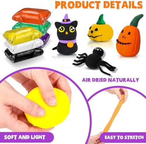 WinnerWhy 72 Pcs Air Dry Clay Bulk 38 oz Air Dry Modeling Clay Soft DIY Ultra Light Modeling Clays Magic Foam Crafts for Sculpting Kids Gifts Party School Supplies for Crafts Artistic(Halloween Color) - Image 3