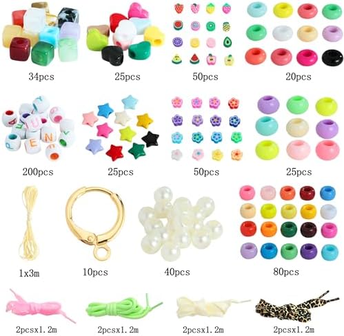 MINIMISSMIANYC 569PCS Beaded Shoe Charms for Sneaker, Acrylic Heart Star Flower Letter DIY Shoelace Charm for Women, Bag Charm kit Craft Accessories Beads Jewely Making Kit Gifts - Image 2