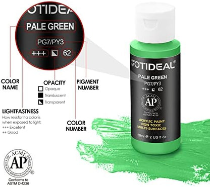 GOTIDEAL Acrylic Paint Set with 10 Brushes, 18 Colors (59ml, 2 oz) - Image 4