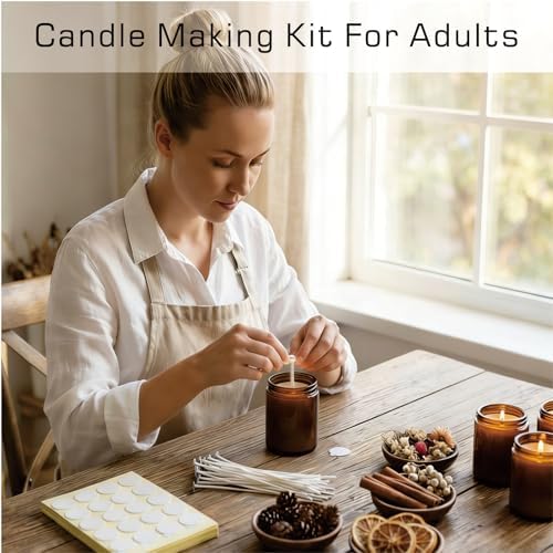 Candle Wicks for Candle Making 4in & 6in Pre-Waxed Cotton Wicks for Candles, Complete Candle Making Supplies with Color Dyes, Dried Flowers, Wick Holders, Wick Stickers for Adults & Beginners - Image 3
