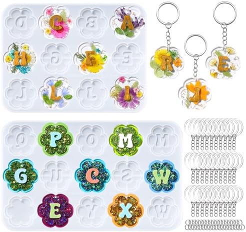 LET'S RESIN Keychain Resin Molds, 27 Cavities Silicone Molds with Hole by LETSRESIN