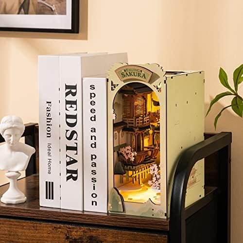 Rolife DIY Book Nook Kit Falling Sakura, DIY Miniature Booknook Kit Creative Decorative Bookend Bookshelf Insert 3D Puzzle for Adults, Halloween/Christmas Decorations/Gifts for Adults (Falling Sakura) - Image 2