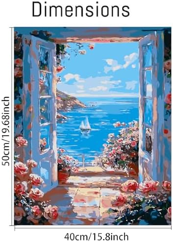 YarnMate Scenery Paint by Numbers for Adults,Landscape Beach Paint by Number for Adults Beginner,Easy Acrylic Paint by Number on Canvas for Relax and Home Wall Decor 16X20 Inch (Without Frame) - Image 2