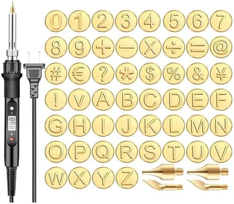 Wood Burning Letters 56 Pcs Wood Burning Kit with Letters,DIY Wood/Leather Burning Set, Letter Soldering Iron Stencils Kit Tool US Plug for Leather Wooden Burner Craft DIY by Unknown