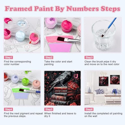 GHHKUD 4 Pack Halloween Paint by Numbers Kits for Adults with Frame, DIY Halloween Paint by Numbers for Beginners, Painting by Numbers on Canvas Gifts for Home Decor 20x20cm - Image 4