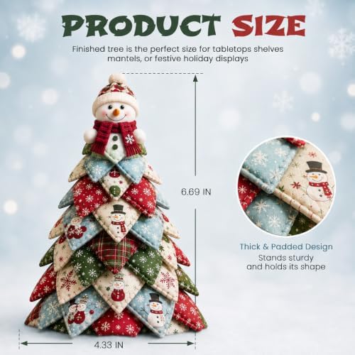Daily Partner DIY Quilted Fabric Christmas Tree Kit, Arts and Crafts for Adults, (Snowman) - Image 3