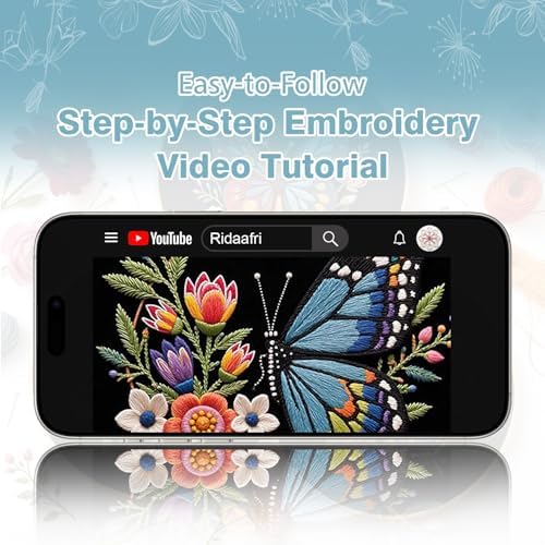RidaaFri Embroidery Kit for Beginners, 3 Pk Stamped Butterfly DIY Craft - Image 6